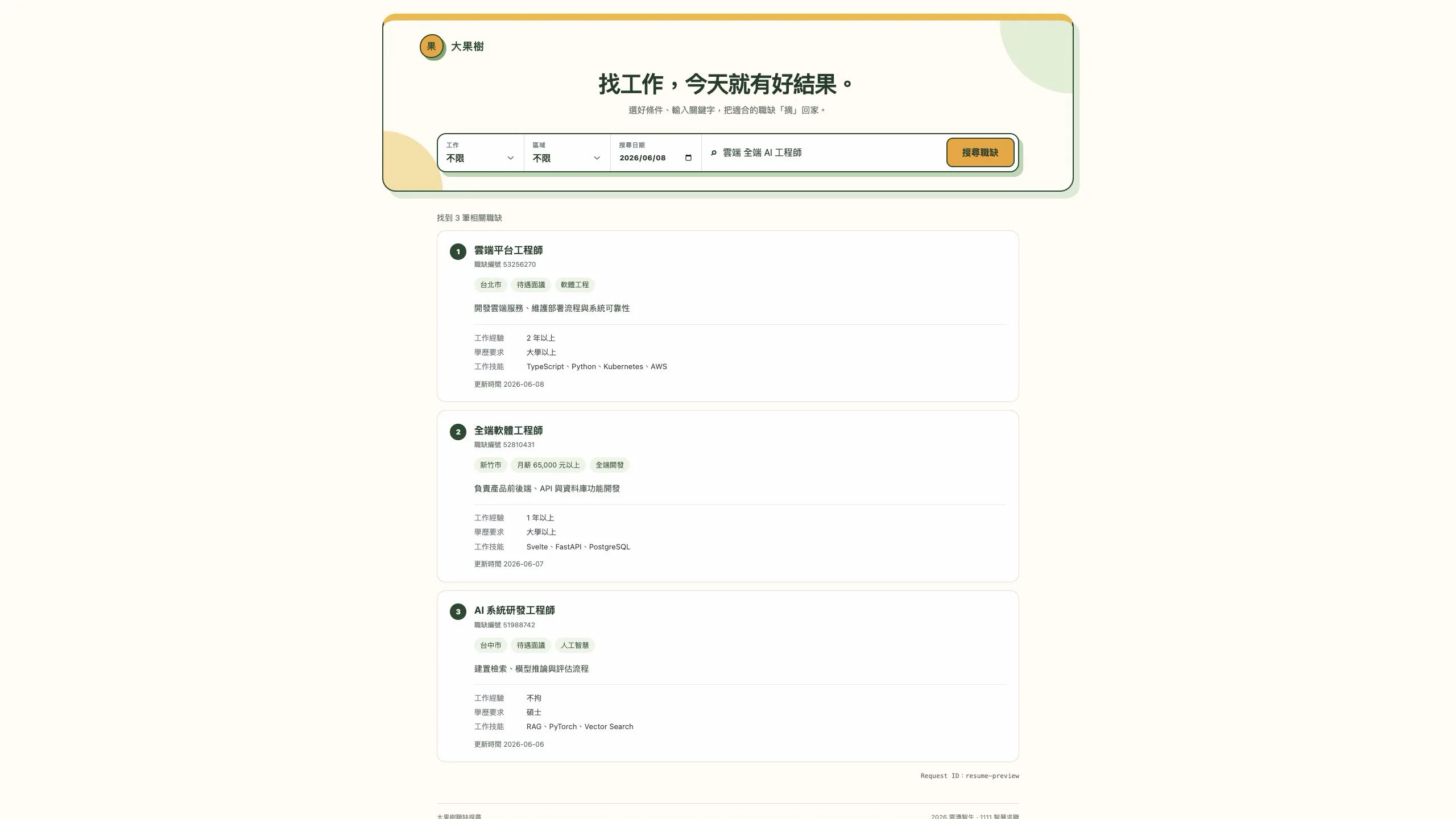 1111 Job Scout 範例結果